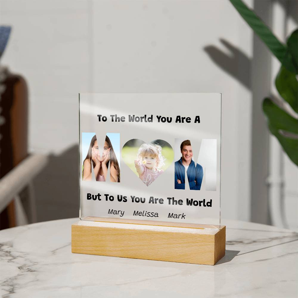 Mom Photo Acrylic Plaque with Kids Names-[product type]