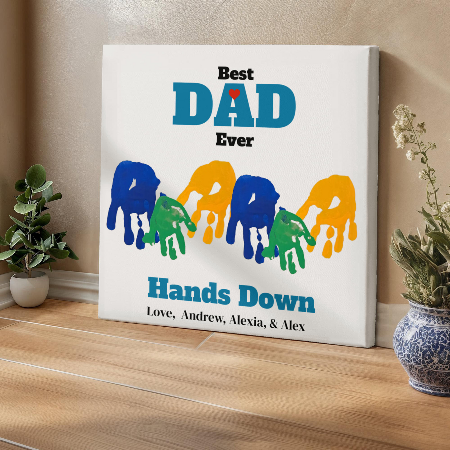 Best Dad Ever Handprint Canvas Print-[Heartfelt Family Gift]