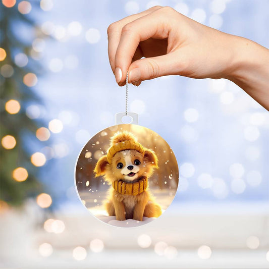 Cute Puppy Acrylic Christmas Ornament