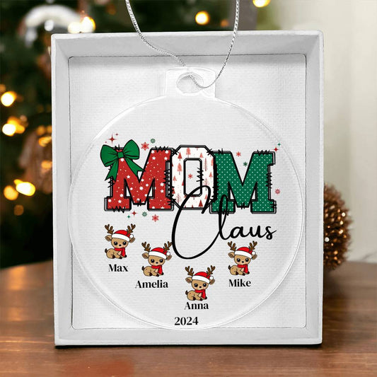 Mom Claus Acrylic Christmas Ornament-[Heartfelt Family Gift]