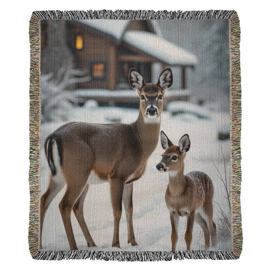 Deer and Fawn Woven Blanket