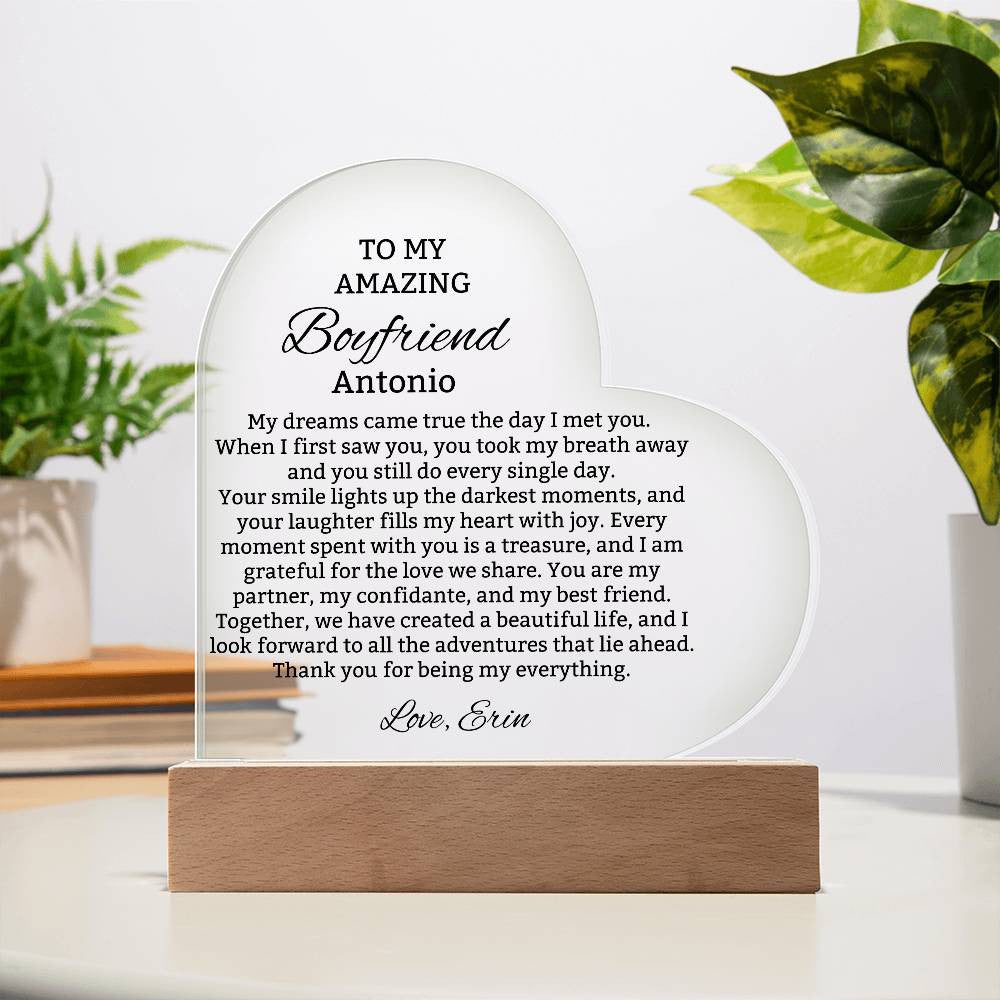 To My Boyfriend Lighted Heart Plaque Gift-[Heartfelt Family Gift]