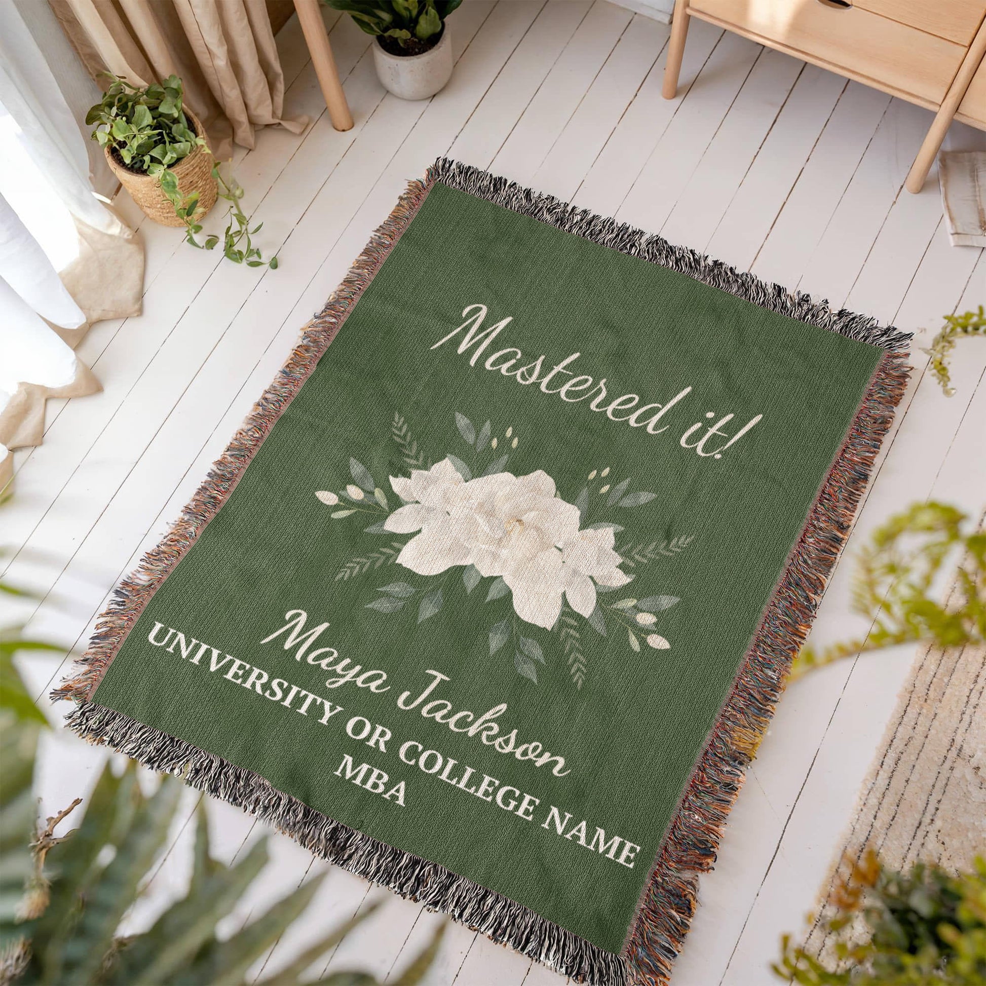 Personalized Masters Degree Woven Throw Blanket for MBA-[Heartfelt Family Gift]