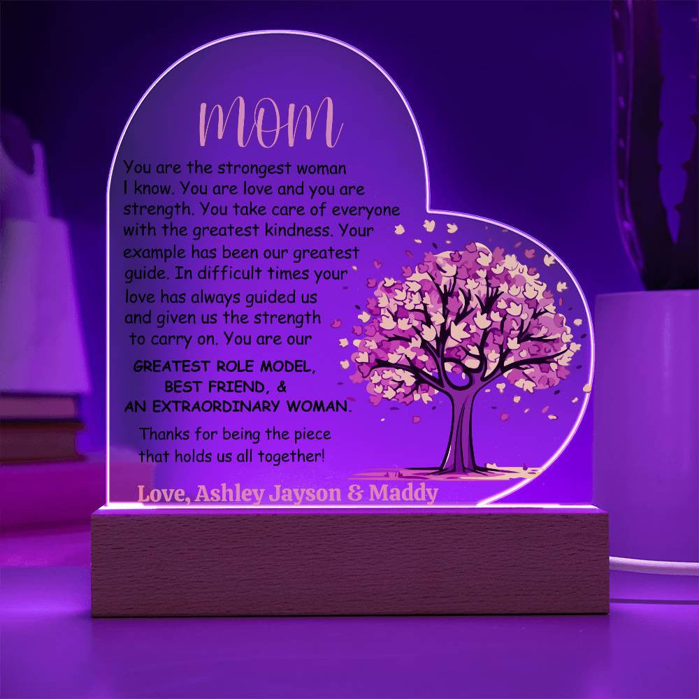 Mom Heart Acrylic Plaque Gift-[product type]