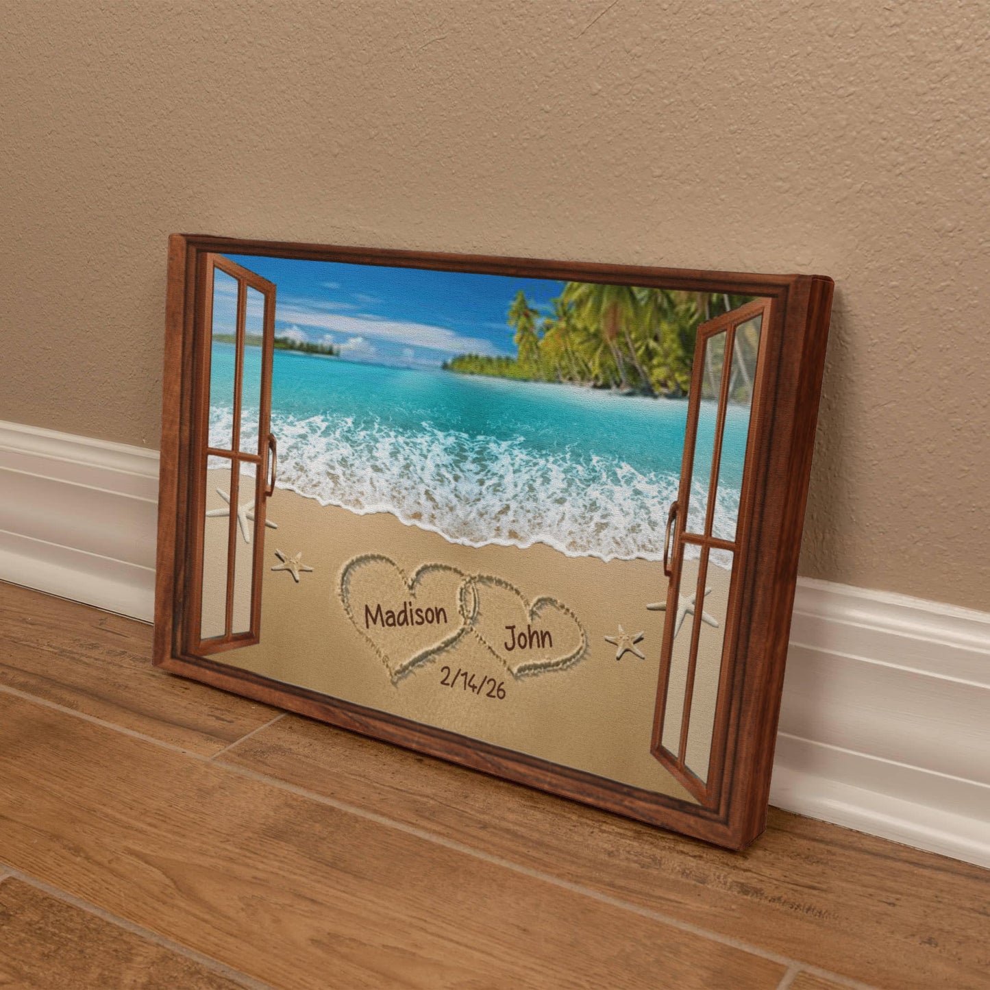 Personalized Couple Beach Coastal Canvas Wall Art-[Heartfelt Family Gift]