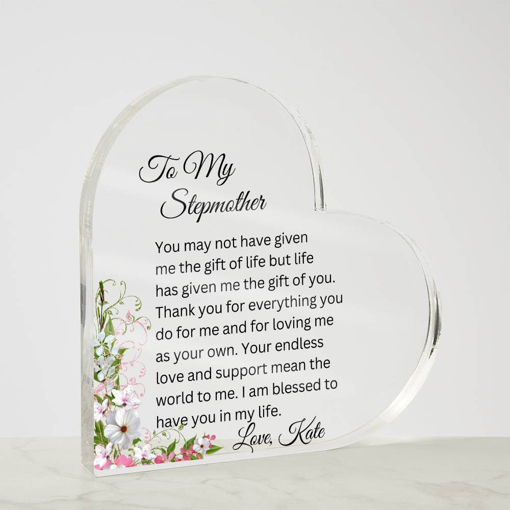 To My Stepmom Acrylic Heart Gift-[product type]