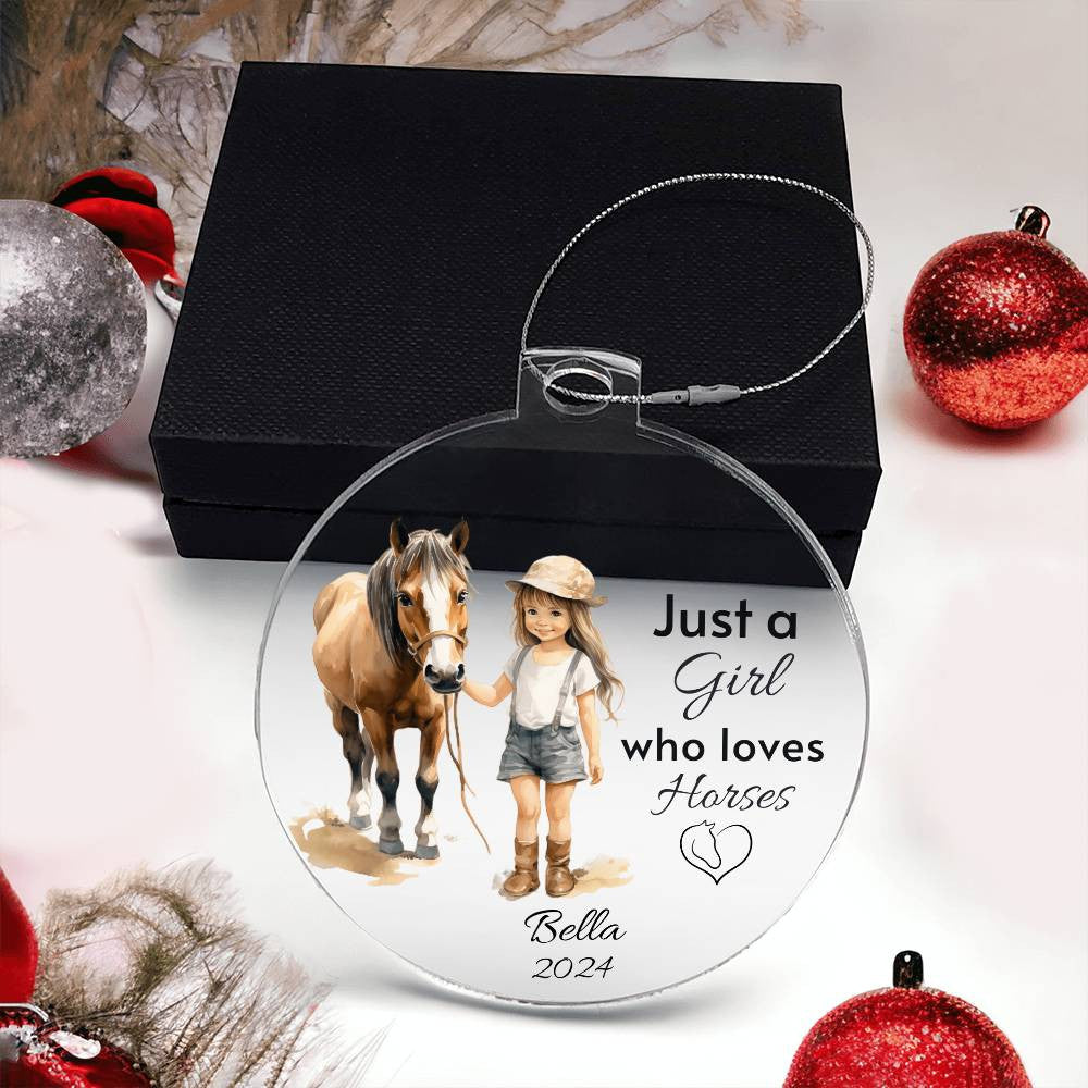 Horse Ornament Personalized, Girl Horse Christmas Ornament Gift, Riding a Horse Rider Christmas Ornament, Custom Names Horse Lover Gift-[Heartfelt Family Gift]