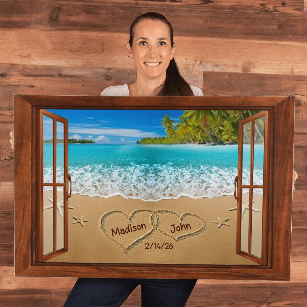 Personalized Couple Beach Coastal Canvas Wall Art-[Heartfelt Family Gift]