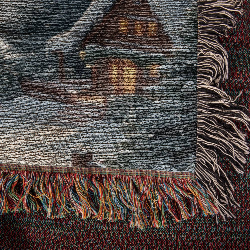 Snowy Village Christmas Woven Blanket