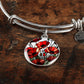 Red Poppy Flower Necklace or Bangle Bracelet with Optional Engraving-[product type]