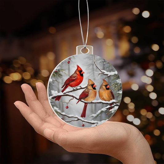 Cardinal Ornament, Print Cardinal Ornament, Christmas Tree Decorations, Acrylic Cardinal Christmas Ornament, Cardinal Christmas Ornament-[Heartfelt Family Gift]