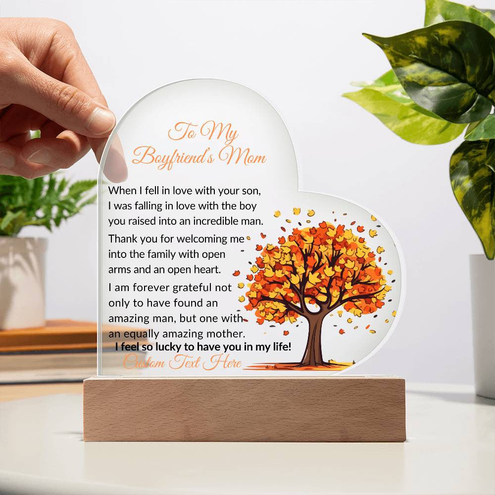 To My Boyfriends Mom Acrylic Heart Plaque-[product type]