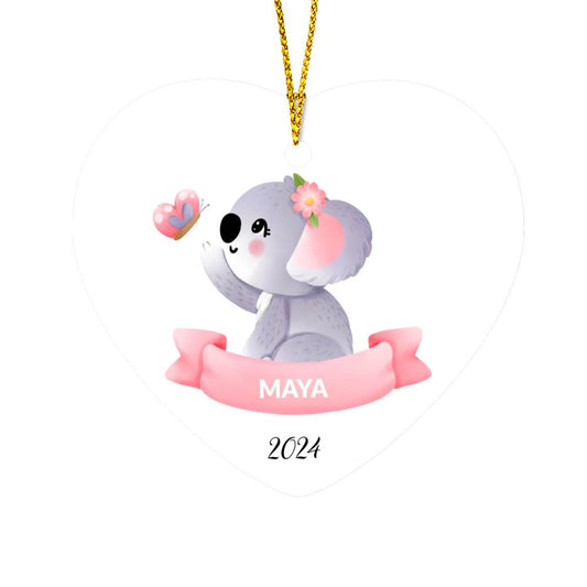 Girls Koala Bear Gloss Heart Ornament-[Heartfelt Family Gift]