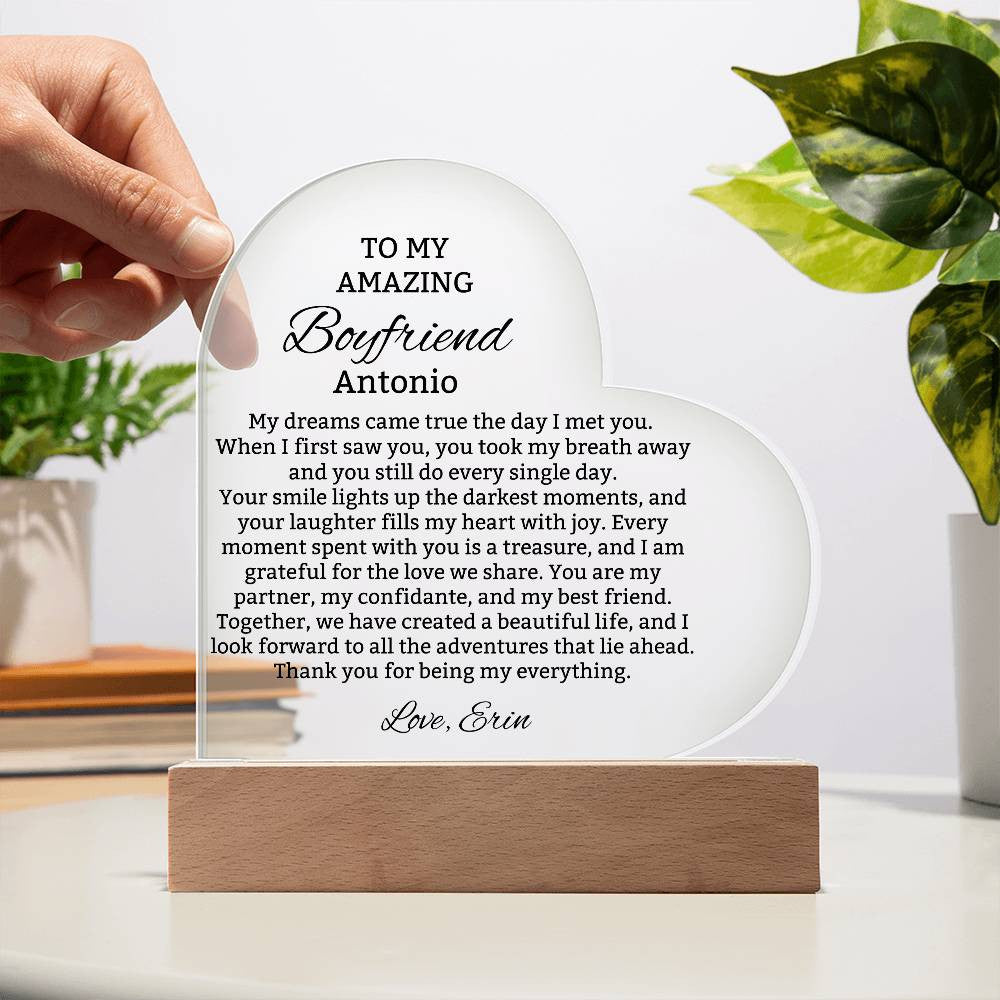 To My Boyfriend Lighted Heart Plaque Gift-[Heartfelt Family Gift]