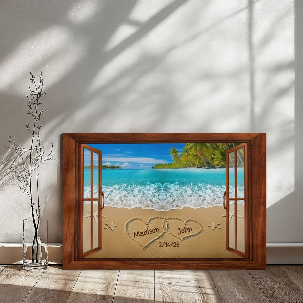 Personalized Couple Beach Coastal Canvas Wall Art-[Heartfelt Family Gift]