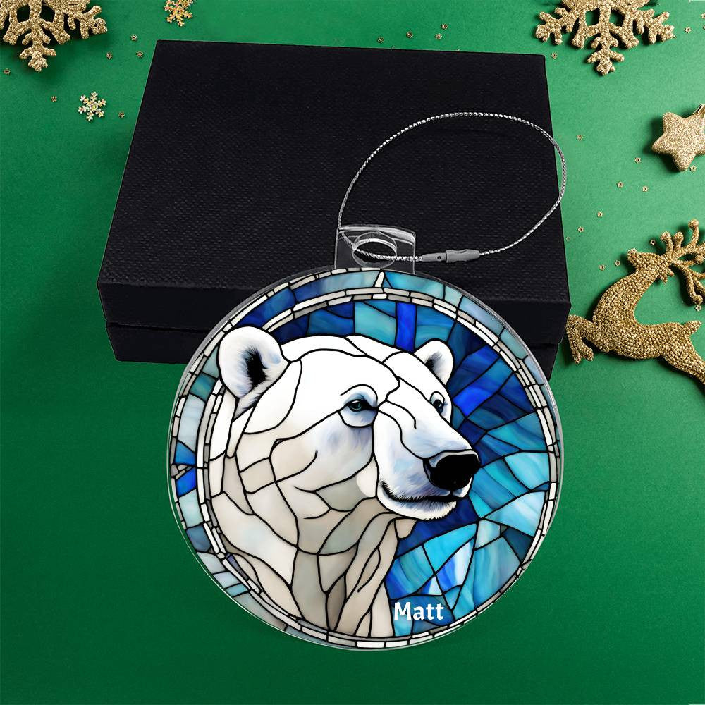 Polar Bear Stained Glass Ornament-[Heartfelt Family Gift]