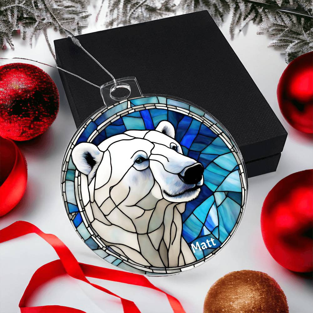 Polar Bear Stained Glass Ornament-[Heartfelt Family Gift]