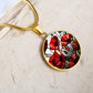 Red Poppy Flower Necklace or Bangle Bracelet with Optional Engraving-[product type]