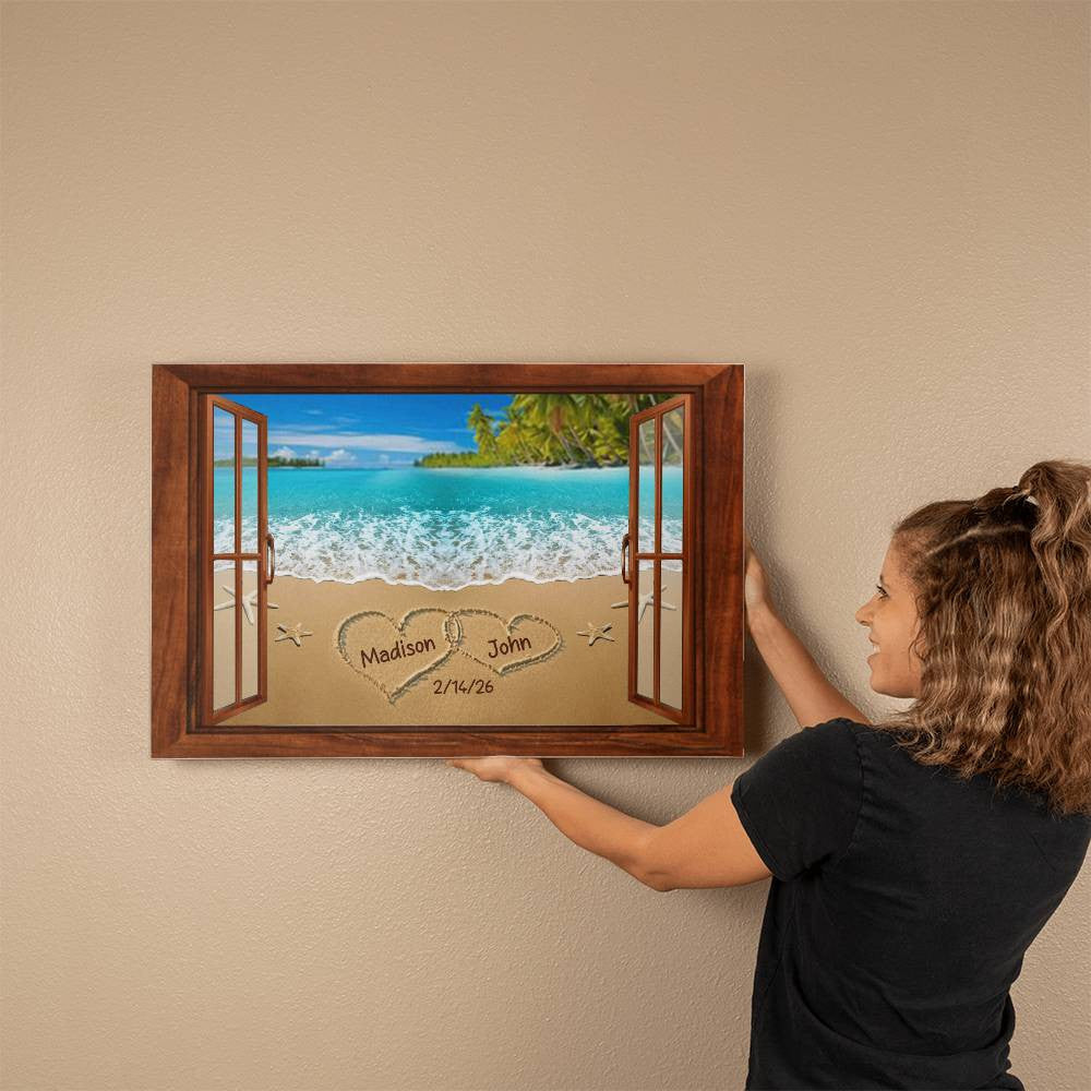 Personalized Couple Beach Coastal Canvas Wall Art-[Heartfelt Family Gift]