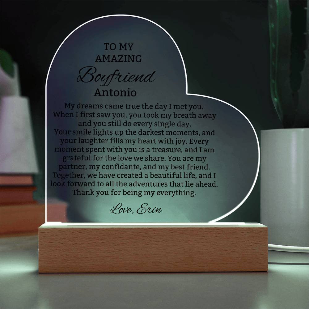 To My Boyfriend Lighted Heart Plaque Gift-[Heartfelt Family Gift]