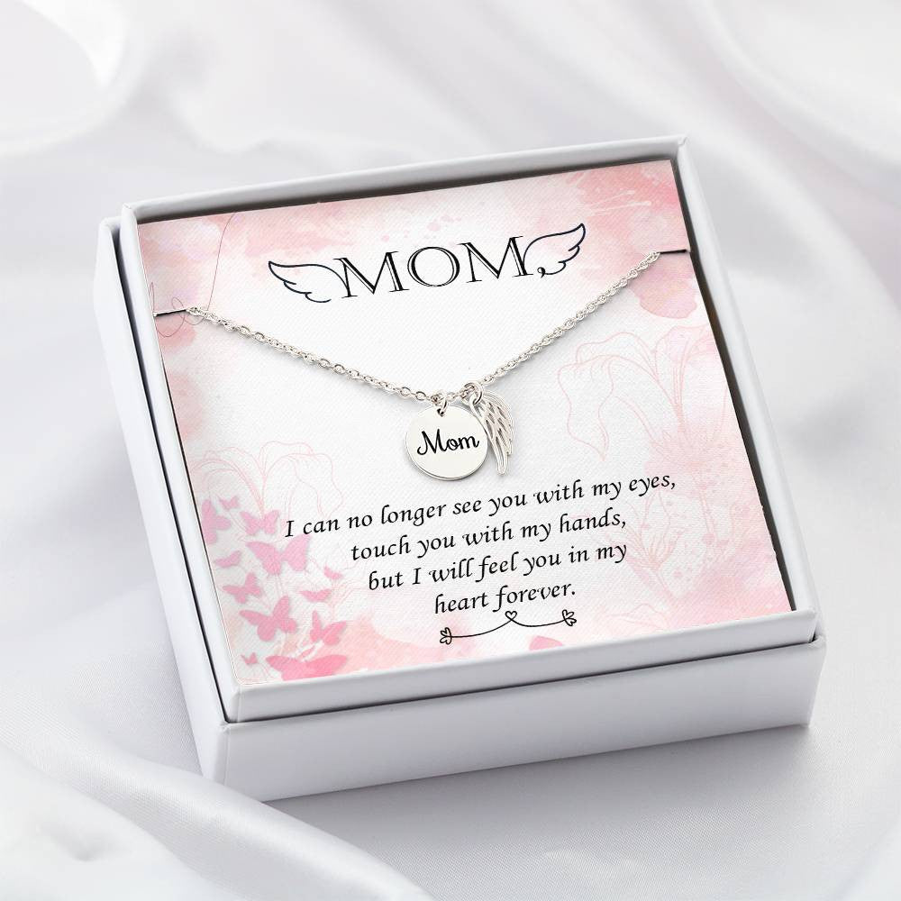 Mom Memorial Necklace Angel Wings-[product type]