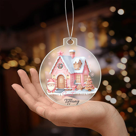 Pink holiday season Acrylic Christmas Ornament