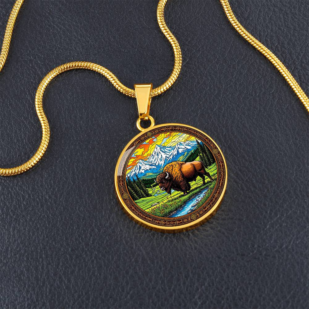 Buffalo Pendant Necklace with Engraving-[Heartfelt Family Gift]