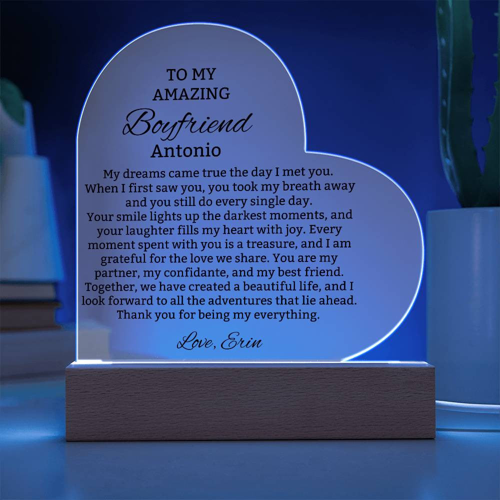 To My Boyfriend Lighted Heart Plaque Gift-[Heartfelt Family Gift]