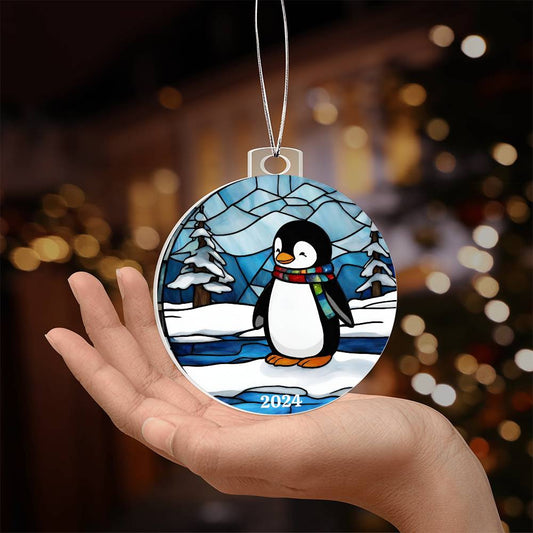 Penquin Stained Glass Ornament-[Heartfelt Family Gift]