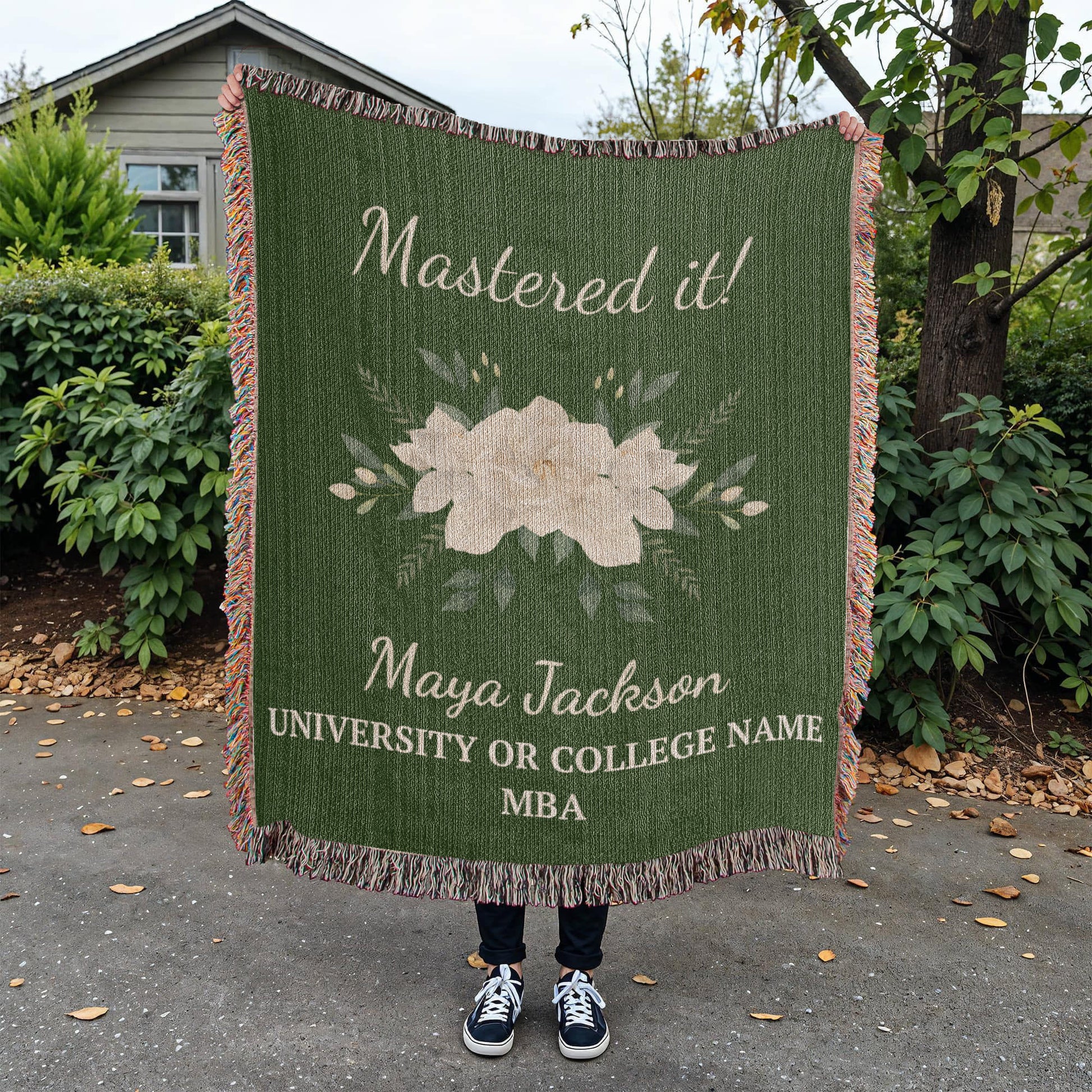 Personalized Masters Degree Woven Throw Blanket for MBA-[Heartfelt Family Gift]