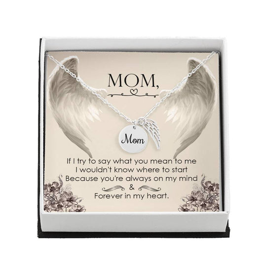 Mom Memorial Necklace Angel Wing-[product type]