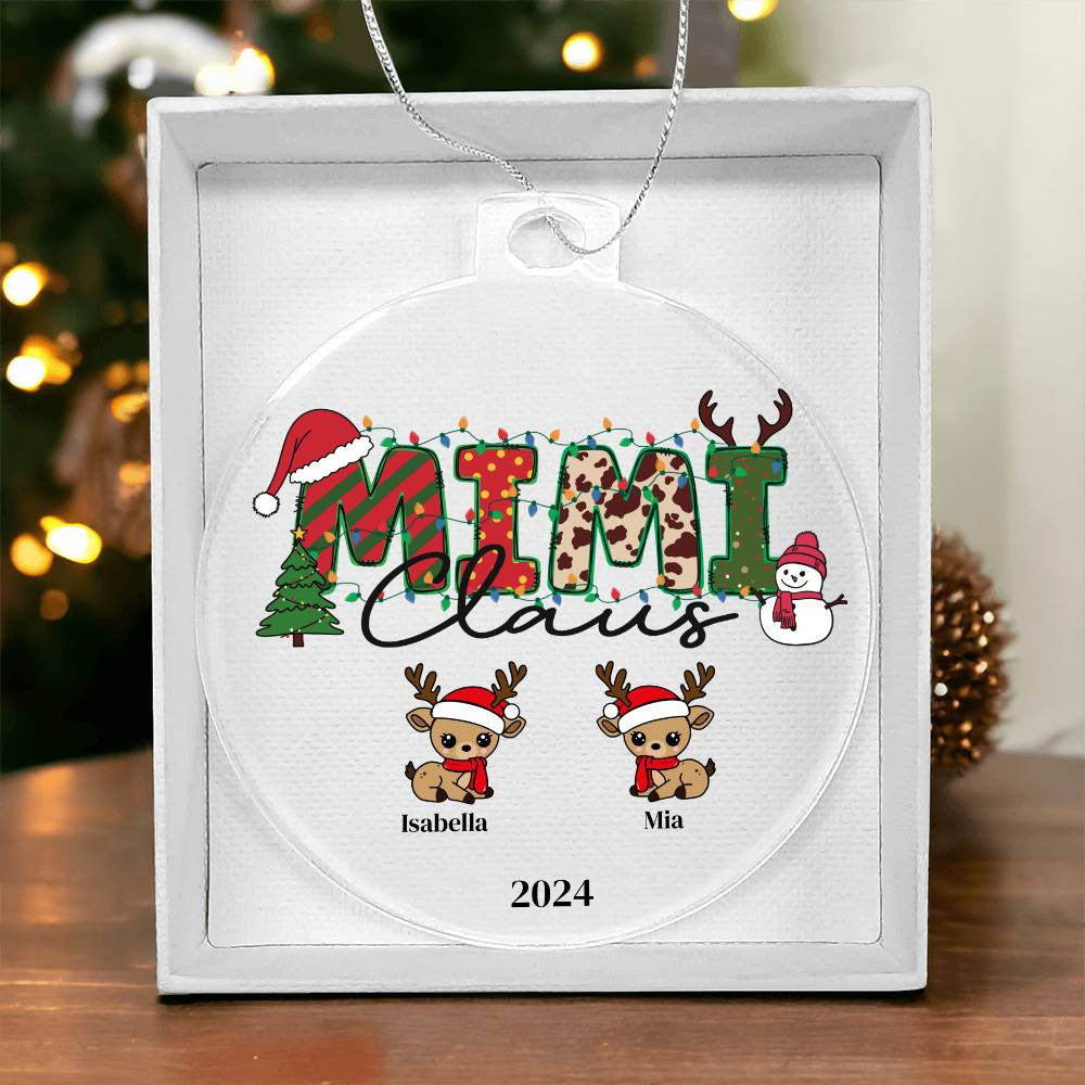 Mimi Claus Acrylic Christmas Ornament for Grandma-[Heartfelt Family Gift]