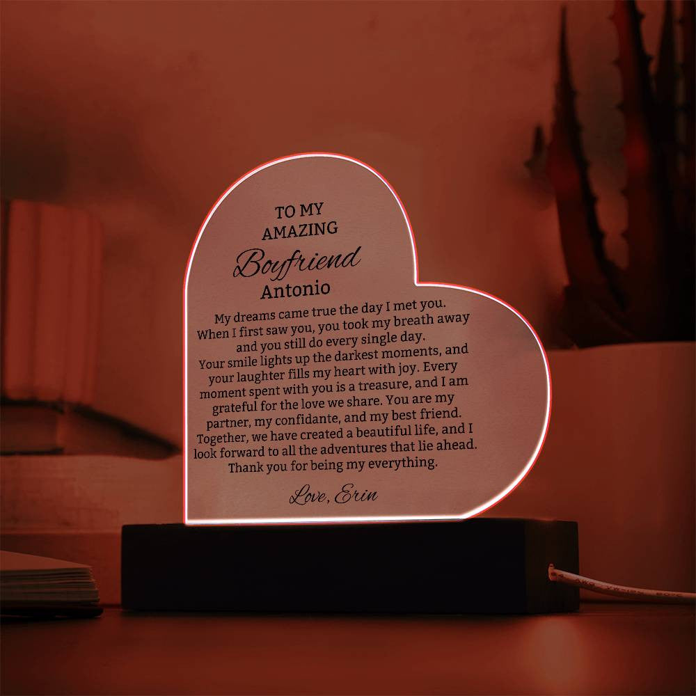 To My Boyfriend Lighted Heart Plaque Gift-[Heartfelt Family Gift]