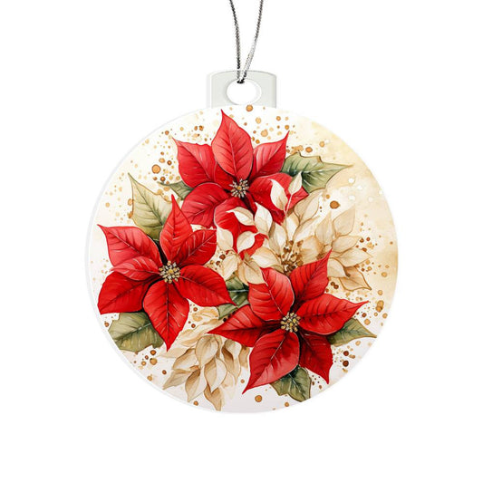 Poinsettia Penquin Acrylic Christmas Ornament-[Heartfelt Family Gift]