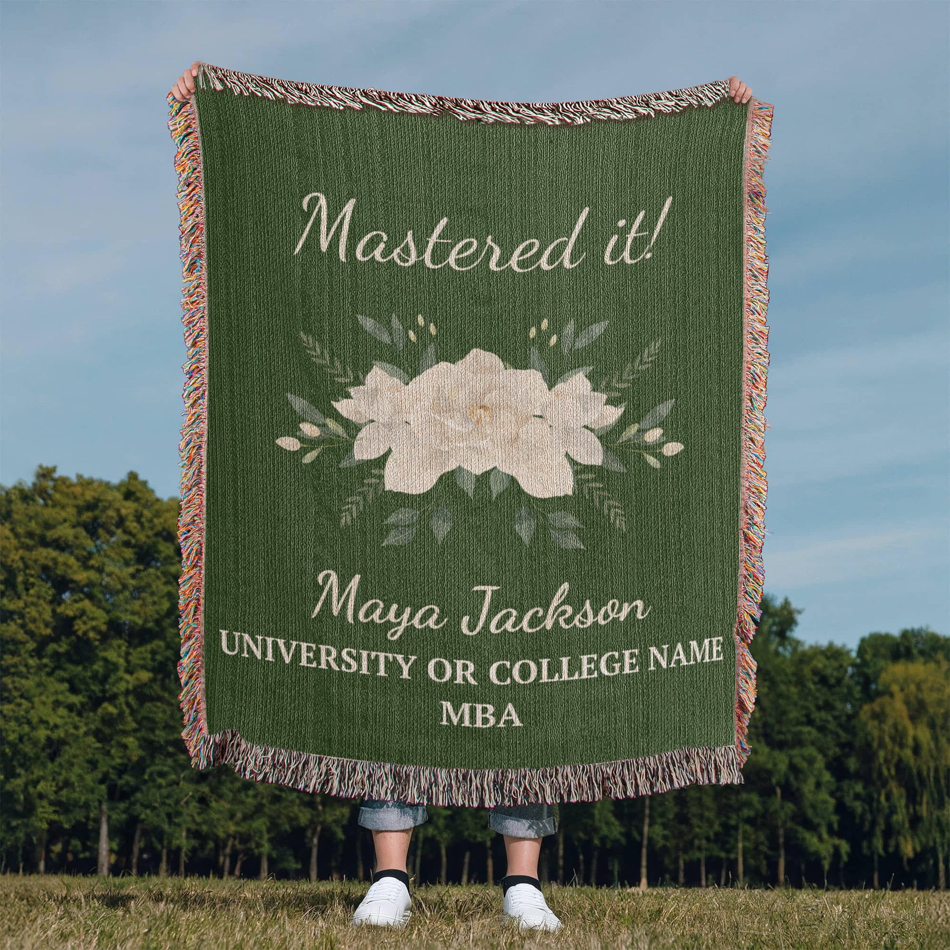 Personalized Masters Degree Woven Throw Blanket for MBA-[Heartfelt Family Gift]