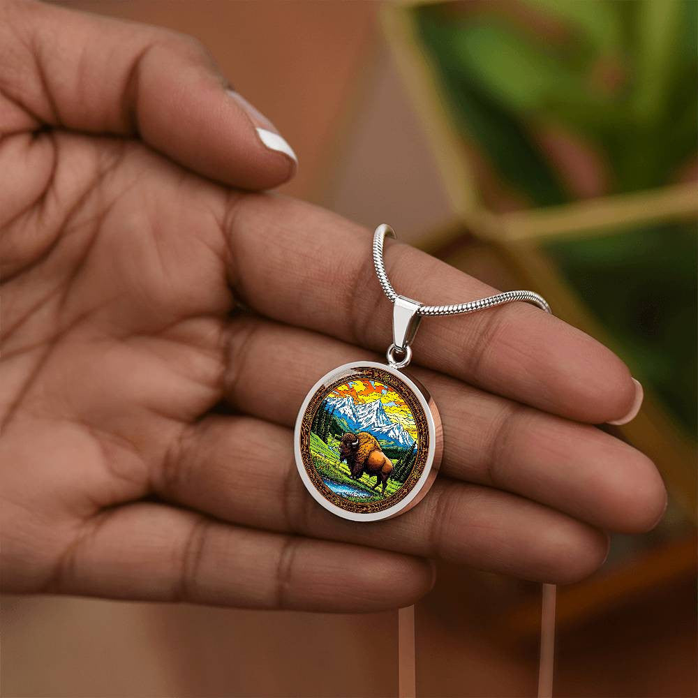 Buffalo Pendant Necklace with Engraving-[Heartfelt Family Gift]