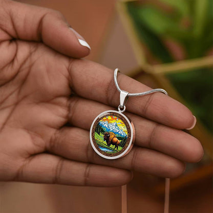 Buffalo Pendant Necklace with Engraving-[Heartfelt Family Gift]