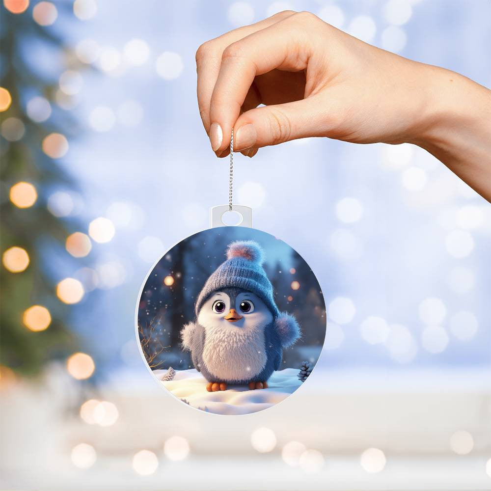 Cute Penquin Acrylic Christmas Ornament