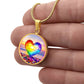 Rainbow Beach Glass Heart Pendant Necklace with Engraving-[Heartfelt Family Gift]