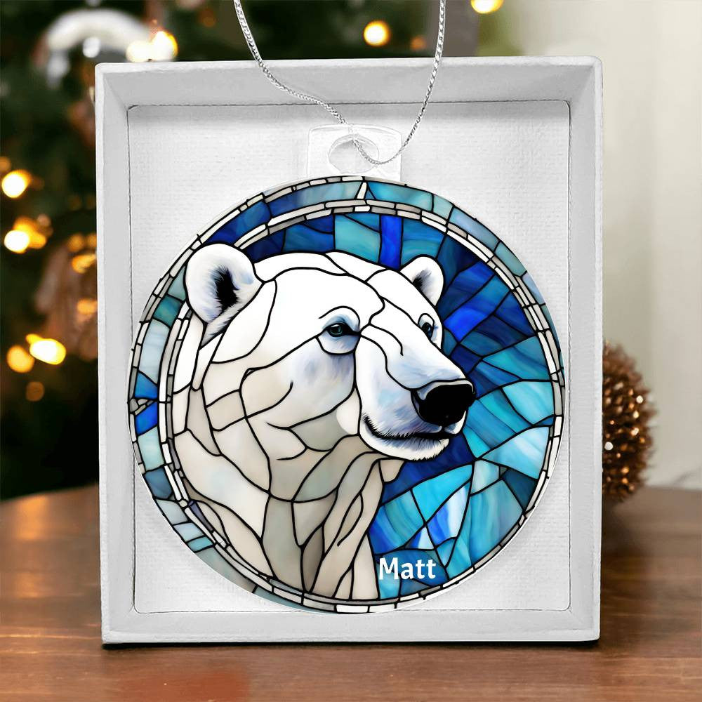 Polar Bear Stained Glass Ornament-[Heartfelt Family Gift]