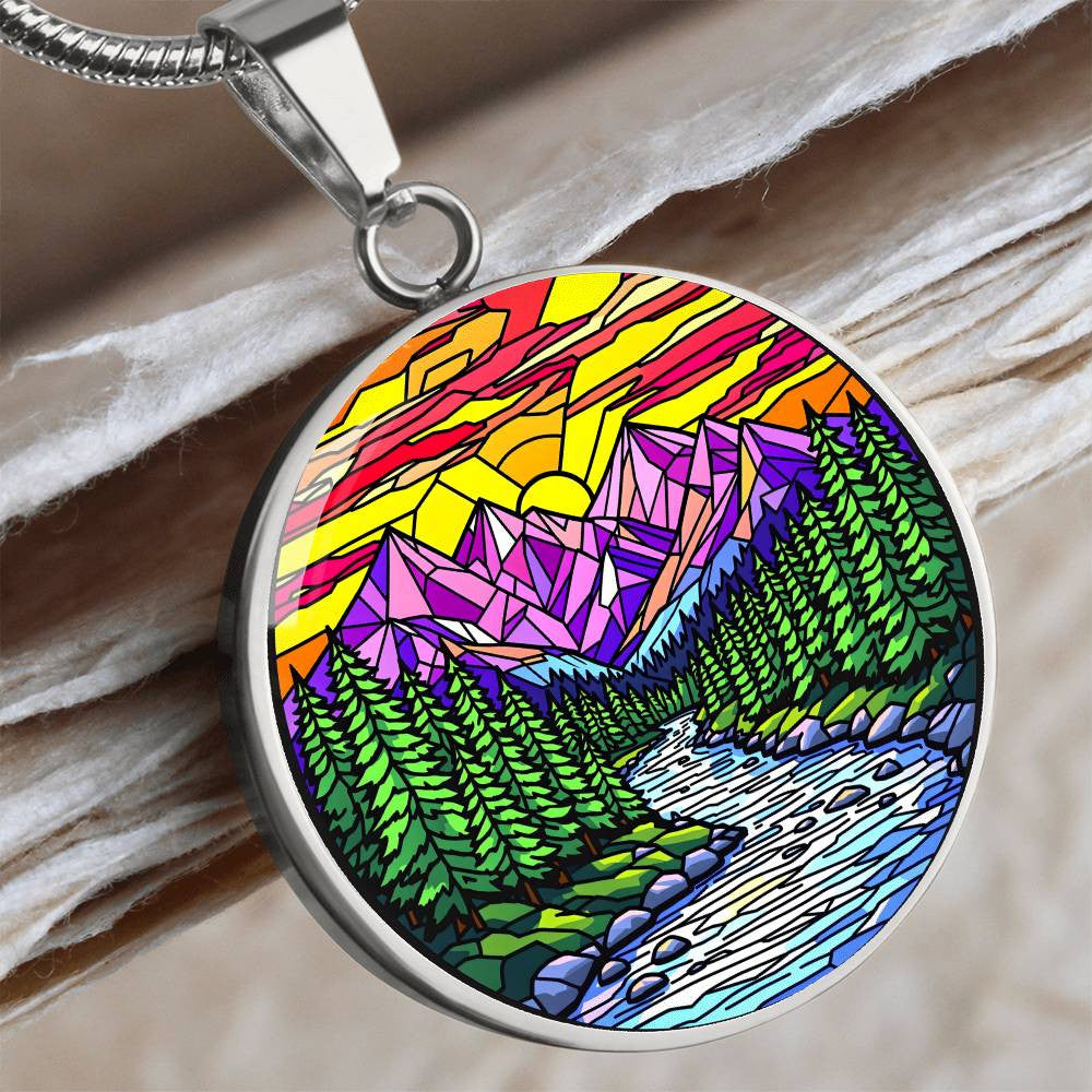 Mountain Range Pendant Necklace with Engraving-[Heartfelt Family Gift]