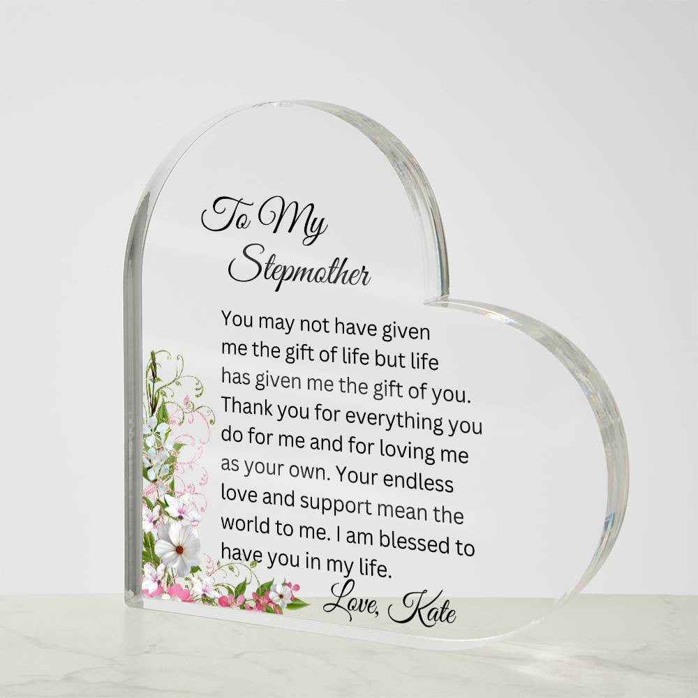 To My Stepmom Acrylic Heart Gift-[product type]