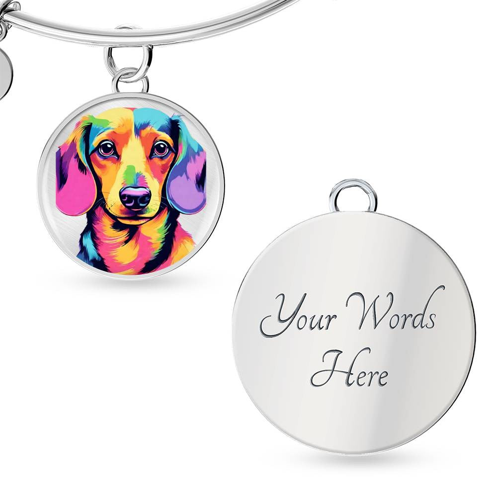 Watercolor Dachsund Weiner Dog Necklace or Bangle Charm Bracelet, Gift for Dog Lover, Dog Mom Gift, Dachsund Lover Birthday Christmas Gift-[product type]