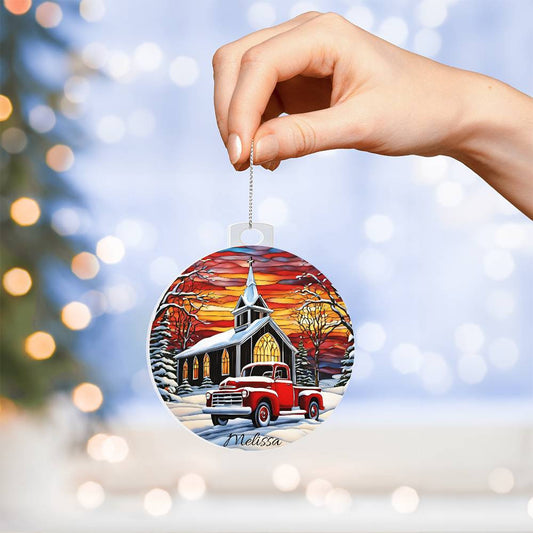 Country Christmas Red PIckup Truck Ornament