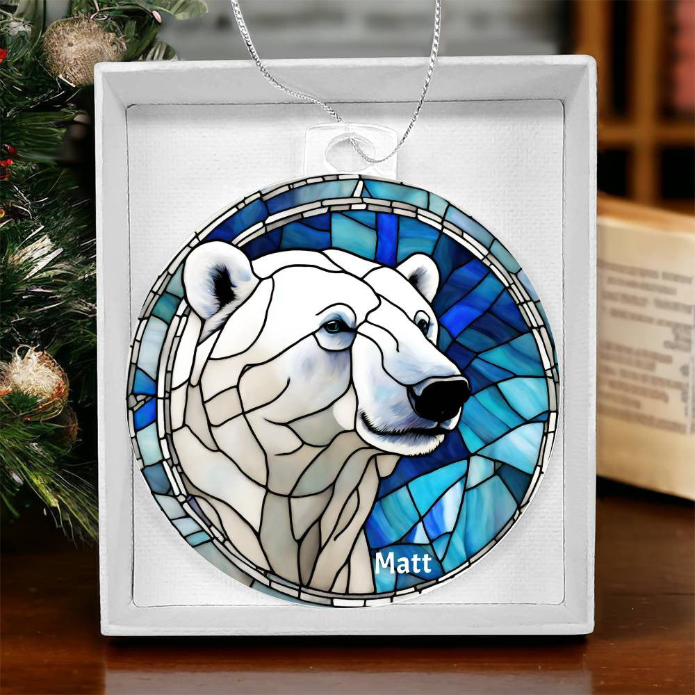 Polar Bear Stained Glass Ornament-[Heartfelt Family Gift]