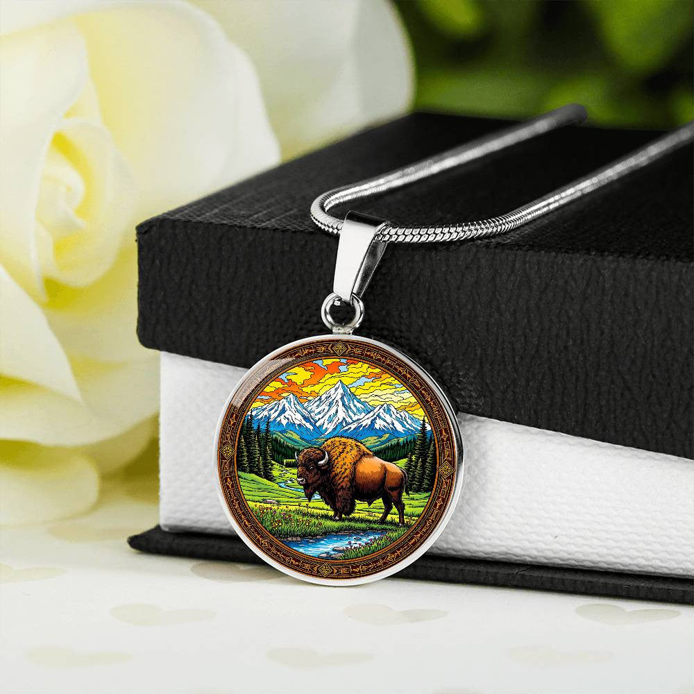 Buffalo Pendant Necklace with Engraving-[Heartfelt Family Gift]