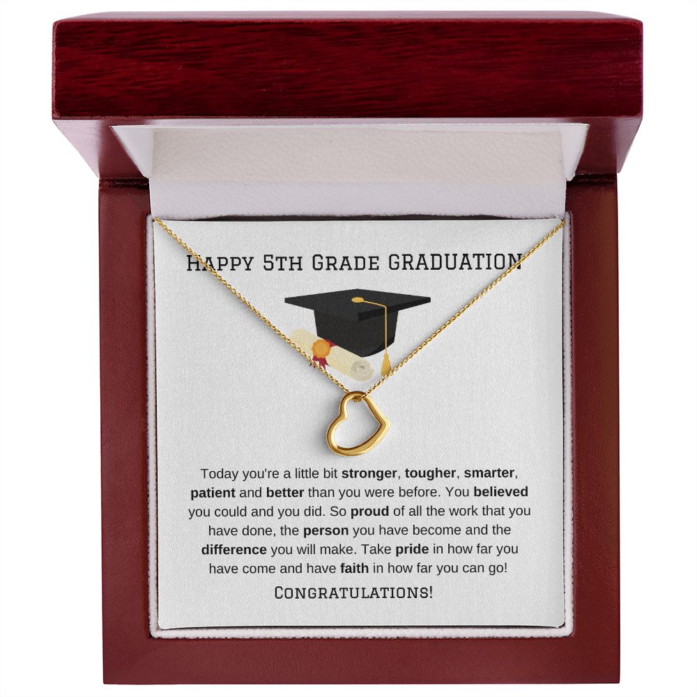 5th Grade Graduation Gold Delicate Heart Necklace-Jewelry