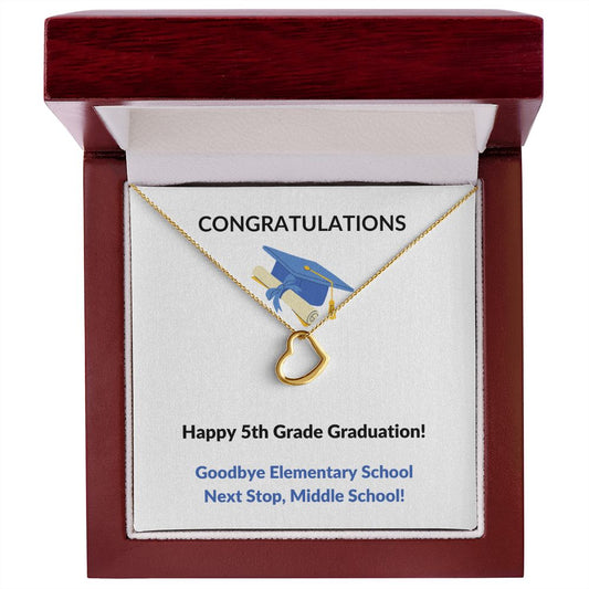 5th Grade Graduation Gold Delicate Heart Necklace-Jewelry