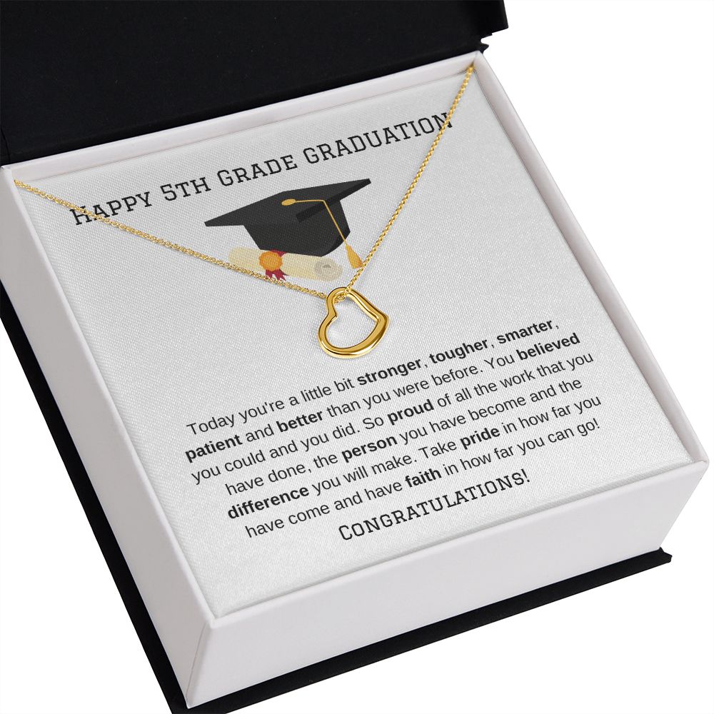 5th Grade Graduation Gold Delicate Heart Necklace-Jewelry