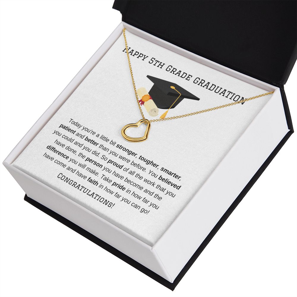 5th Grade Graduation Gold Delicate Heart Necklace-Jewelry